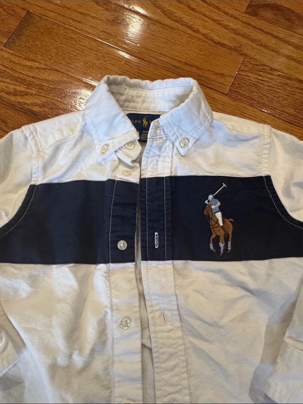 Polo by Ralph Lauren White & Navy Button-Down Polo Shirt